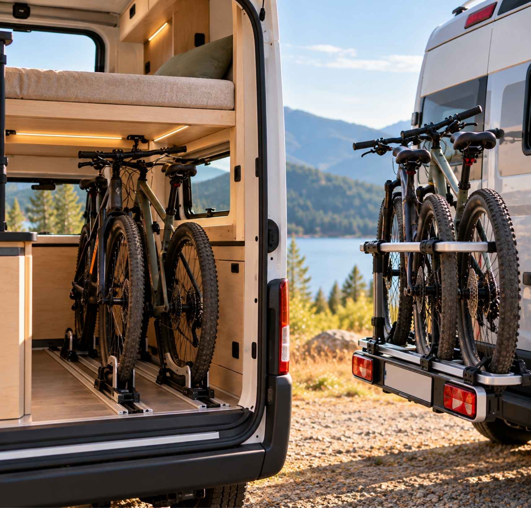 Przewóz rowerów w campervanie – wewnątrz zabudowy czy na bagażniku?